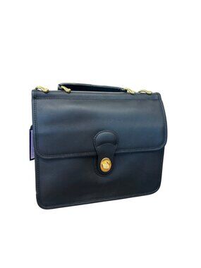 TOCCA Black Glove Tanned Leather Willis Style Crossbody Top Handle Bag Korea